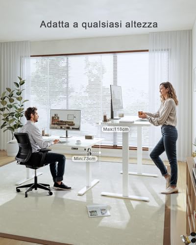 JUMMICO Scrivania Regolabile in Altezza, Scrivania Regolabile Elettrica con Smart Panel da caricatore USB, Scrivania in Piedi con Funzioni di Memoria, Standing Desk 160 x 70 cm, Bianco - 2