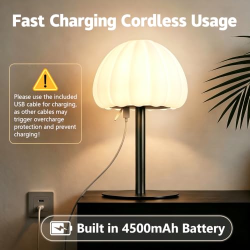 Image of Hifree Rechargeable Waterproof Shower Lamp, IP65 Cordless Touch Small Desk Light for Inside Shower, 4500mAh Battery Operated Color Changing Table Lamp for Bathroom, Bedroom, Outdoor (Black)