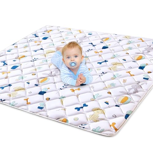 Image of Premium Baby Play Mat 50" X 50", Thicken Foam One-Piece Crawling Mat, Non-Slip Cushioned Baby Playmats for Infants, Babies, Toddlers, Foldable and Machine Washable