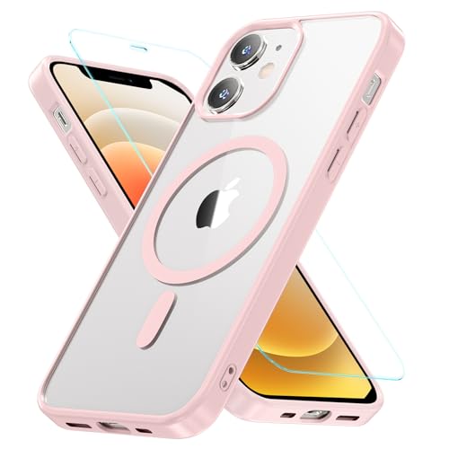 Protège-écran et coque antichoc iPhone 12 rose pour éviter les bris de vitre