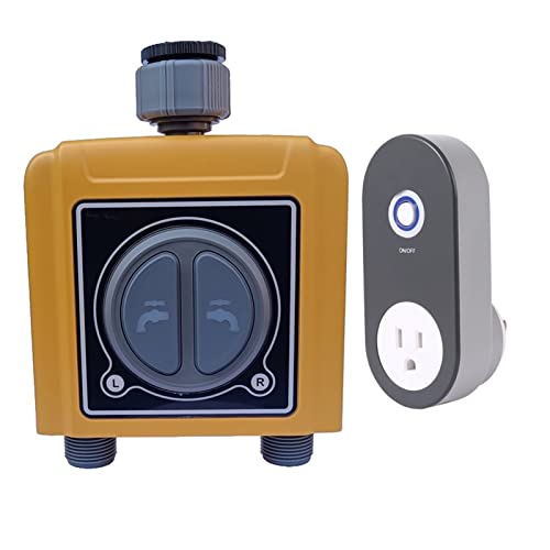 2つのゾーン WI-FITuyaスマートホームガーデン自動散水タイマーレインセンサー灌漑スプリンクラー 車、カーテン(Timer and gatway USA)