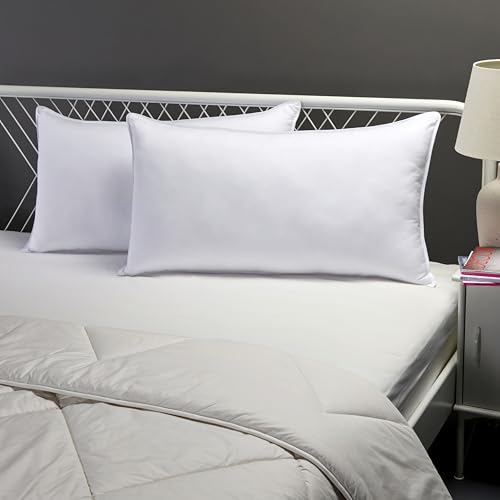 Image of Amazon Basics Down-Alternative Pillows for Stomach and Back Sleepers, Soft Density, Machine Washable, 20 x 36 inches, White, 2-Pack