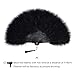 BABEYOND Marabou Feather Fan 20s Vintage Folding Fan Flapper Hand Fan for Costume Dancing Show Tea Party Wedding Decoration (Black-Black Rib)