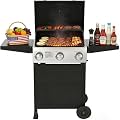 Veralune 3 Burner Propane Gas Grill, Outdoor Cooking Grill with Wheels, Stainless Steel Garden Barbecue Grill for Camping, Outdoor Cooking Kitchen and Patio Backyard Barbecue