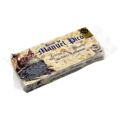 Hijos de Manuel Picó - Turrón de Alicante Artesano, 300 g, 60% Almendra Marcona, DOP Jijona y Alicante, Sin Gluten, Gourmet