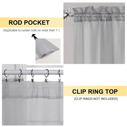 Image of OVZME Light Grey Sheer Curtains 63 Inches Long 2 Panels - Soft Light Filtering Window Sheer Panels for Living Room /Bedroom, Top Dual Rod Pocket, 1 Pair, Each 42Wx63L Inches