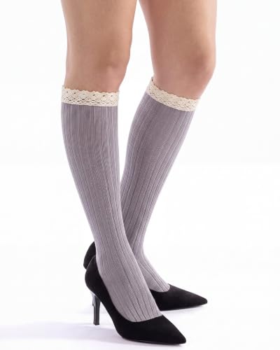 Image of Syhood Cotton Women thigh high socks with Lace Trim over the knee High Socks Boutique Lace Tall Boot Stockings for Women