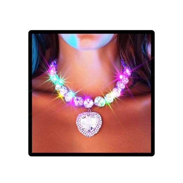 JEWEKY Light Up Crystal Necklace Silver Glowing Choker Necklaces for Women