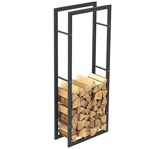 Bakaji Portalegna Verticale Supporto Scaffale Rettangolare In Metallo Porta Legna Da Interno Esterno Legnaia Casa Giardino Per Camino Caminetto Stufa Design Moderno (150 X 25 X 60 Cm) - 4