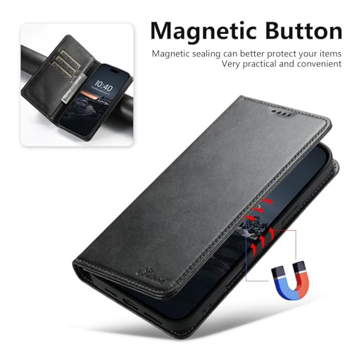 Étui iPhone 16 Pro Max café avec clapet magnétique et protection cuir portefeuille