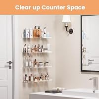 upsimples 4 Pcs 15" Acrylic Shelves for Wall Storage and Organizer, Clear — image 3