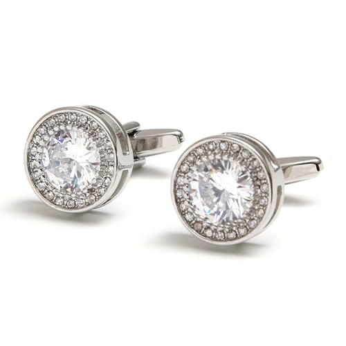 Sophisticated Round Cufflinks for Men Featuring Cubic Zirconia Stones for Special Occasions Copper Cufflinks