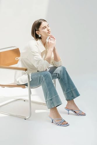 Image of Women's Strappy Square Open Toe Kitten Heels Sandals Knotted Design Summer Fashion Slip On Mule Style