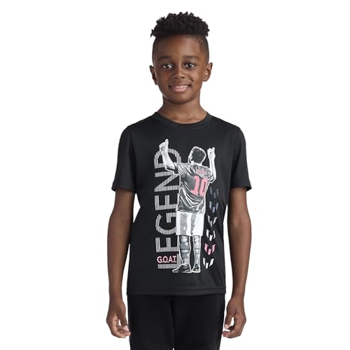 Image of Messi Boys' Lifestyle Short Sleeve Top, Loose-Fit Shirt with Logo, Comfortable, All-Day Wear