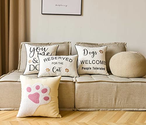 Decopow Embroidered Throw Pillow Cover,Lumbar Pillow Cover With Funny Reserved For The Cat 12X20 Inches,Cover Only #TOP4