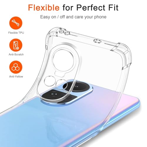 Image of Lustree Oppo Reno 10 /10 Pro Back Cover Transparent Case | Clear TPU Shockproof Case with Four Corner Protection & Raised Camera Guard | Slim Protective Cover for Reno 10 /10 Pro