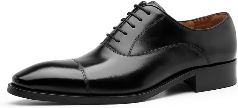 DESAI Men’s Dress Shoes with Genuine Leather in Classic Formal Oxford Leather Shoes for Men