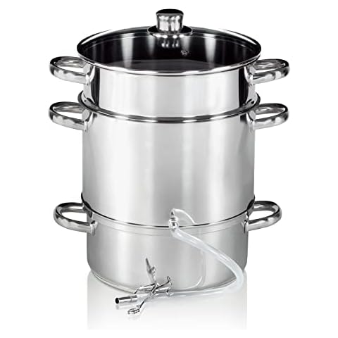 Krüger Edelstahl-Frucht-Entsafter 26cm - schonendes Entsaften von Obst und Gemüse Cover