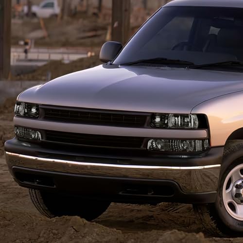 Headlight Assembly with Bumper Lights Compatible with Chevy Silverado 1500 2500 3500 HD 99-02 Tahoe 00-06 Left Right Headlamp Set GM2521173 GM2520173 GM2503187 GM2502187 CAAP-CS99-4P-OH-SMCL-HL by CAAP DRIVEN - Used condition - Image 2