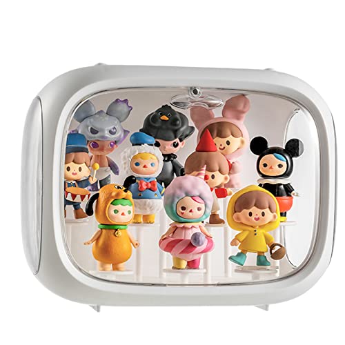 Clear Display Case for Figures, Acrylic Display Stand for Funko Pop, Mini Action Figures Collectibles Box, Adjustable Display Riser with Doors, Storage Assemble Organizer Showcase, 8.6 x7.5x11 Inch