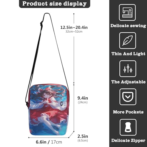 messenger bag crossbody cross body bag Ladies Shoulder Handbags Adjustable Strap for Outdoor Daily Outdoor Daily- Red Dress Anime Girl3
