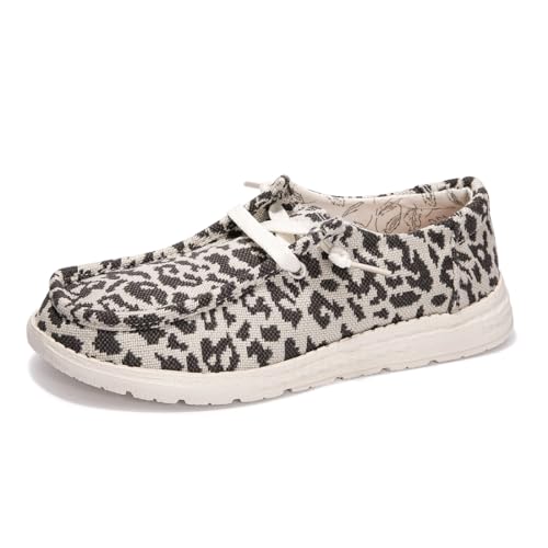 Image of Women's Canvas Loafers, Comfortable Slip-On Walking Shoes | Breathable Fabric Upper, Flexible Boat-Shoe Styling, Easy On and Off for Errands, Travel, Commuting and Everyday Wear