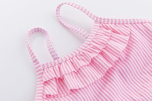 LIZENS Girls Swimsuits Two Piece Bikini Set Flounce Striped Bathing Suit for Kids 2-12 Years3