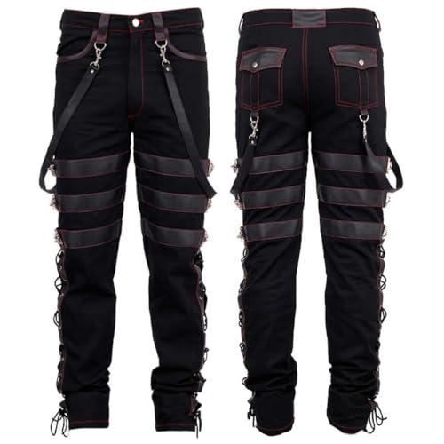 Goth Mens Steampunk Pants Black Gothic Vintage Cotton Trouser Pant/USA