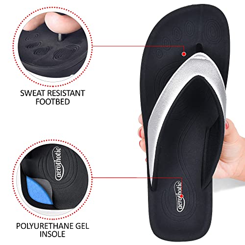 Aerothotic Original Orthotic Comfortable Thong Style Flip Flops Sandals For Women With Arch Support (Pearly Silver, Size 11) #TOP6