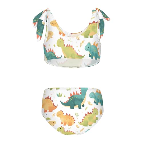 KLL Cute Dino Pattern Girls' Two Piece Bikini Sets Quick-Dry Bathing Suit Swimming Suits Adjustable Shoulder Strap2