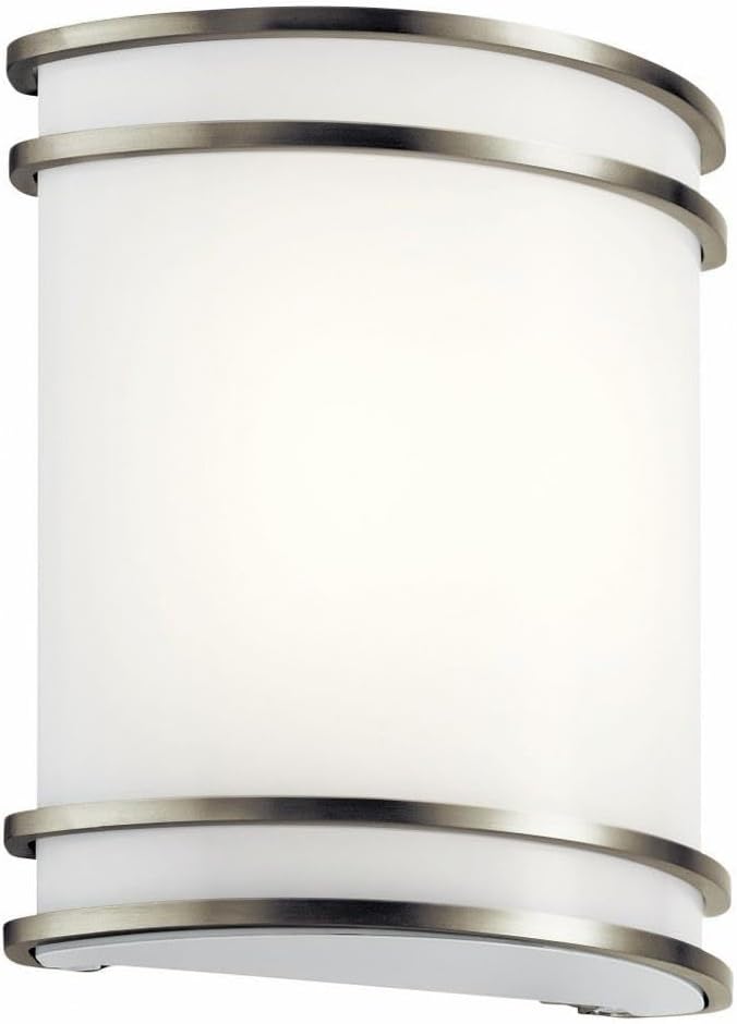 Brushed Nickel LED Wall Sconce with White Shade