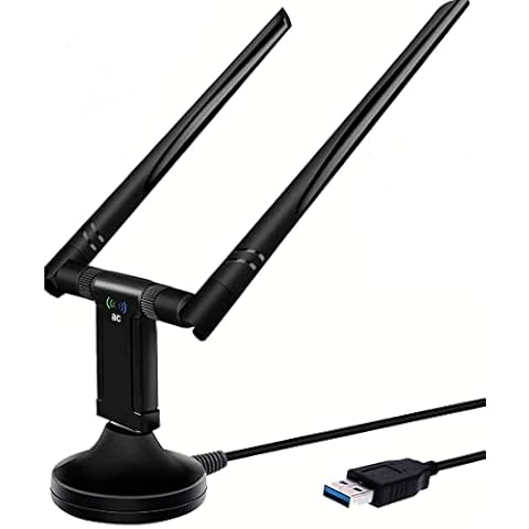USB WiFi Adapter, 1200Mbps Dual Band USB Wireless Network Adapter 2.4GHz/5.8GHz with USB 3.0 Cradle, Extension Cable Dual and High Gain Antennas for Desktop Laptop PC Windows 10/8/7/XP MacOS Cover