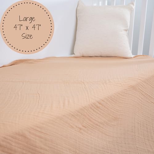 Image of LollyBanks 100% Cotton Baby Blankets 2 Pack, Gentle and Soft Muslin Swaddle Blanket for Girls, Lightweight 47 x 47 Inches Newborn Receiving Blanket, Newborn Essentials Must Haves (Puppies and Tan)
