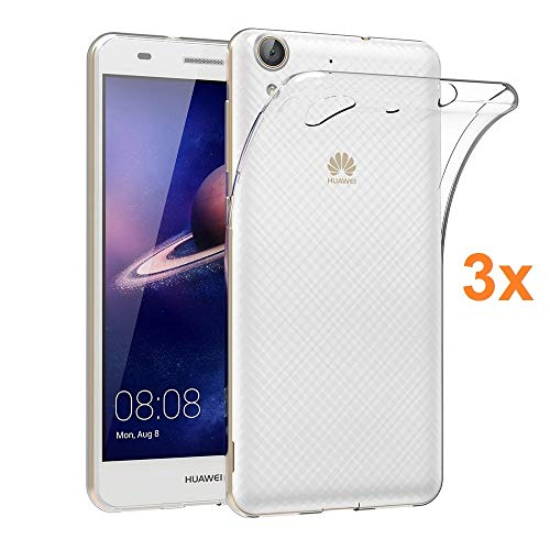 REY 3X Funda Carcasa Gel Transparente para Huawei Y6 (2016), Ultra Fina 0,33mm, Silicona TPU de Alta Resistencia y Flexibilidad