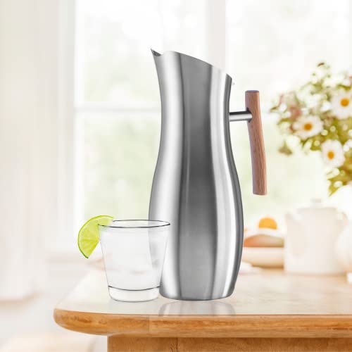 OGGI Slimline Stainless Steel Pitcher- Stainless Steel Water w/Ice Guard, Water Carafe, Great Metal Container for Entertaining, Ideal 68oz / 2 Lt Drink Pitcher by Oggi - Image 4