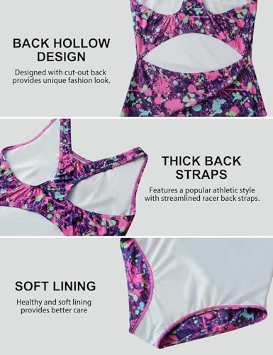 Image of Girls' Swimsuit One Piece Swimming Suits Flyback Swimwear for Practice