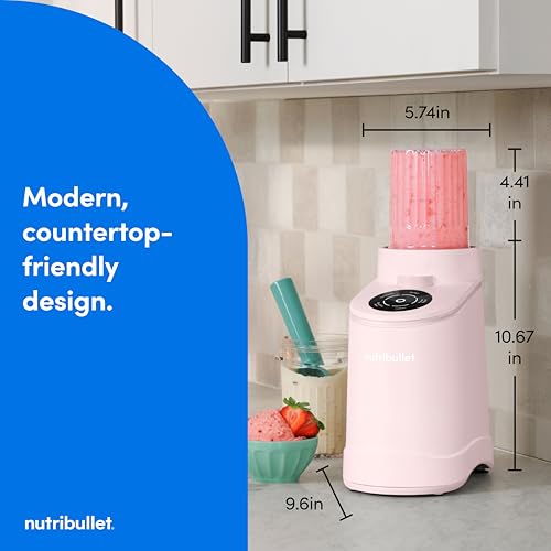 nutribullet Chill Ice Cream Maker, for Gelato, Sorbet, Frozen Yogurt, Smoothie Bowls, Compact Size, (2) Dishwasher Safe 16 oz. Pint Cups with Lids, Cotton Candy Pink, NBD50100CCP - image 7
