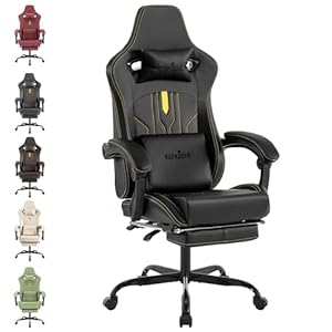 Gaming Stuhl Computerstuhl Ergonomischer Gaming Chair mit Fußstütze Bürostuhl Ergonomischer Computerstuhl mit Lendenwirbelstütze Schwarz
