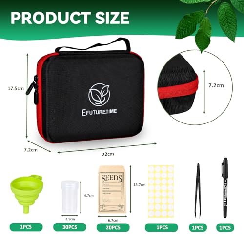 efuturetime 30 Slots Saatgut Aufbewahrungsbox, Samen Organizer Box mit Reißverschluss, Garten Samen Behälter mit Etikettenaufklebern Garten Zubehör für Samenpakete, Pflanzen, Blumen, Gemüsesamen