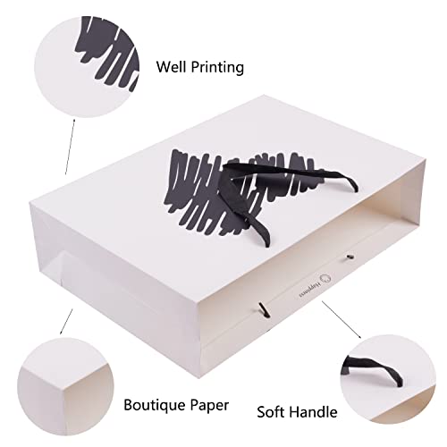 Ysmile Large Gift Bag With Tissue Paper For Men Women Girl Birthday Anniversary 15" - White Heart #TOP2