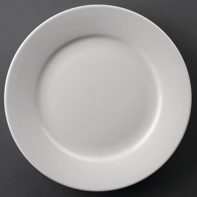 Athena Hotelware CC208 Wide Rimmed Plates, 228 mm, White (Pack of 12)