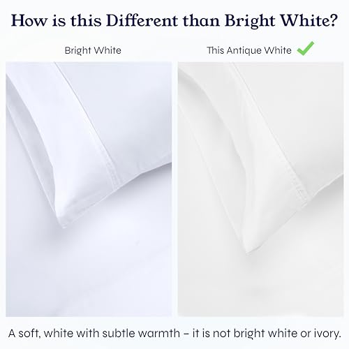 California Design Den Twin Fitted Sheet, Soft 400 Thread Count 100% Cotton, No Pop-Off Elastic, Deep Pocket Cooling Sheets, Durable Sateen Weave Bottom Sheet for Adults (Twin, Antique White)