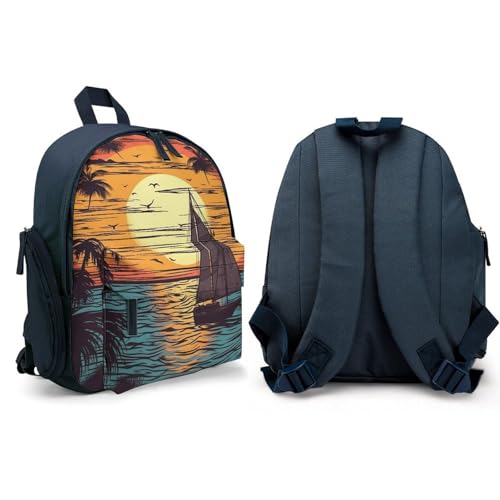 Sunset And Sailboat Mini Backpack Light Weight Small Travel Backpack Shopping Travel Daypack4