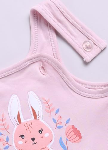 Image of Smart Baby Dungaree Set for Baby Girls 0-12 Months | Cotton Romper with T-Shirt | Soft & Breathable Fabric | Snap Button Closure for Easy Diaper Change