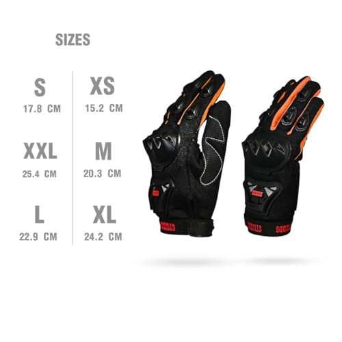 Image of STUDDS SMG 6 Full Finger Bike Riding Gloves with Touch Screen Sensitivity Thumb & Index Finger, Knuckle Protection Mesh Fabric, Anti-Slip Silicon Pads (Orange, XL)