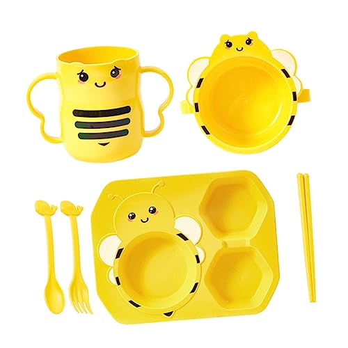 BESPORTBLE 1 Set Multi Function Divided Plate with Adorable Cup Tableware Cartoon Design for Sturdy and for Everyday Use