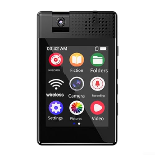 Reproductor MP3 de 64 GB con sonido HiFi, cámara de 180°, pantalla táctil, altavoz integrado, reproducción de video, grabadora de voz y lector de libros electrónicos, dispositivo de audio portátil