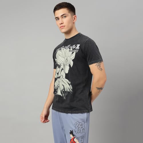 Image of Free Authority Official Dragon Ball Z: Son Goku Anime Graphic Print Pure Cotton Regular Fit Tshirt for Men