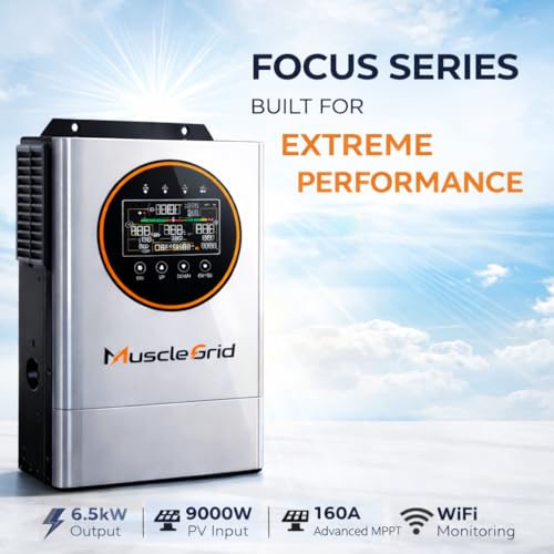 Image of MuscleGrid 6.2kW 48V Focus Series Hybrid Solar Inverter | 6500W Load Capacity | 9000W PV Input | 160A MPPT | Built-in WiFi | Pure Sine Wave | IP45 | 2026 Model