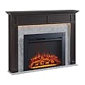 LegendFlame® Ashley Electric Fireplace with 60" Mantel Surround and Jaden 36" Insert, Espresso Oak with Dark Grey Marble Finish